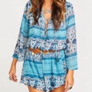 Show Me Your MuMu Blue Patterned Jumpsuit
